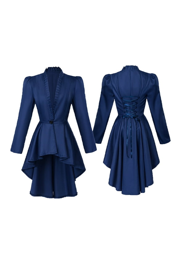 2025 Steampunk Victorian Jacket Coat for Women Medieval Vintage Gothic Tailcoat Long Sleeve Tuxedo Shirt Dresses