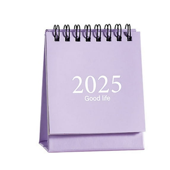 2025 Style English Edition Mini Desk Calendar, Portable Desktop Ornament, July 2024-December 2025, 250GSM Thick Paper, Triangular Folding, 360 Page-Flip, for Home Office School
