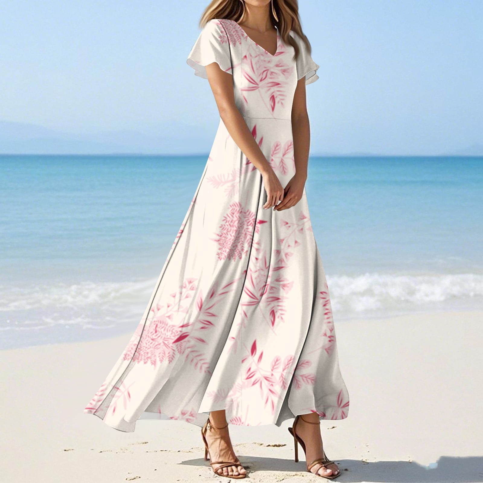 Floral Maxi Dress with V-Neck - Garden Party Ready