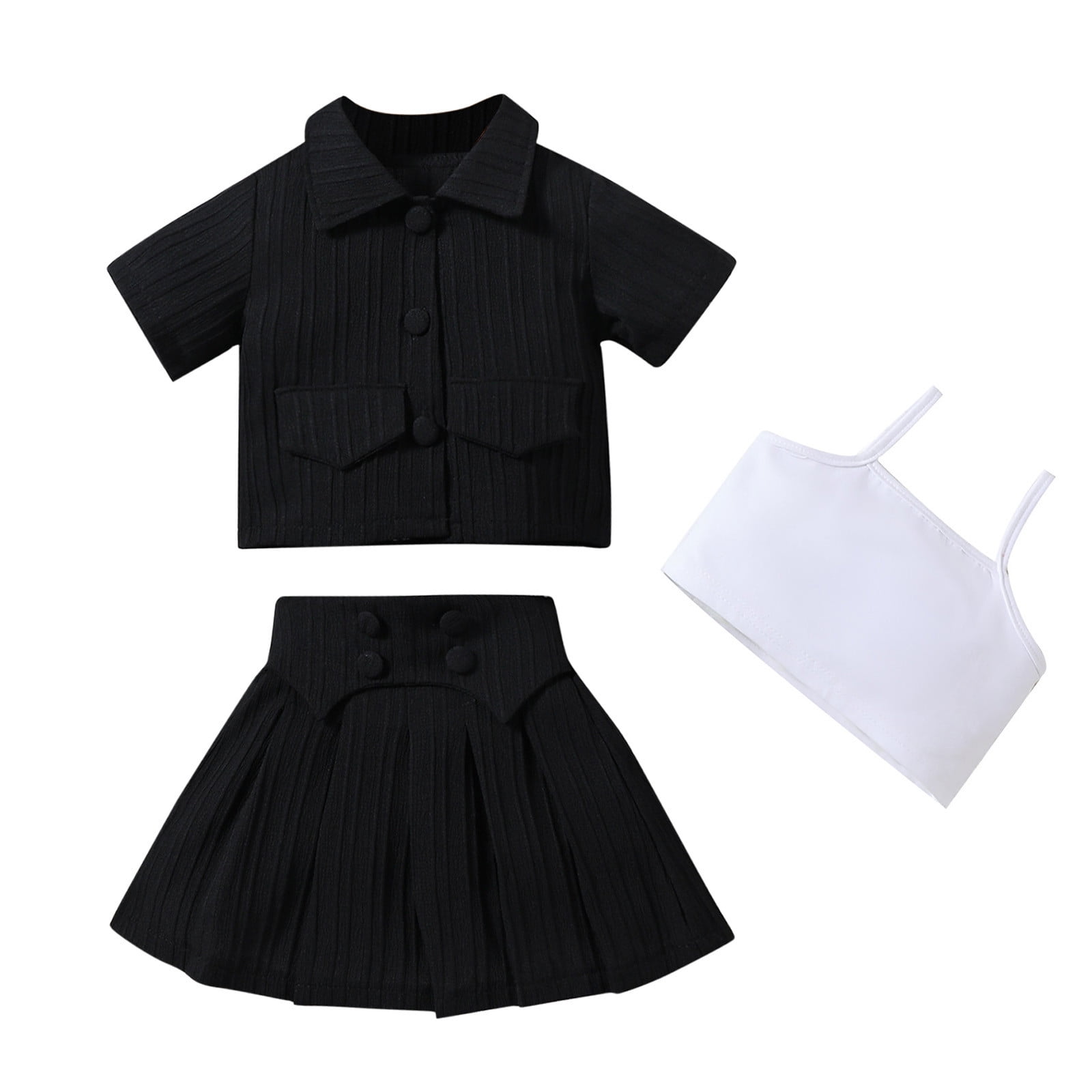 Summer Arrival Solid Color Sleeveless Turn-down Collar Dress for Stylish Girls