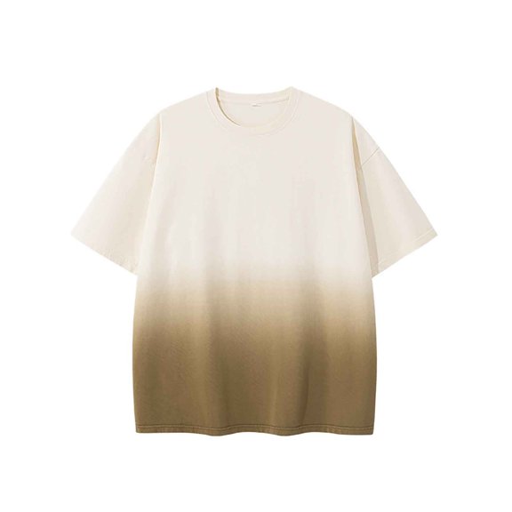 2025 Summer Gradient Tie Dye Short Sleeve T-Shirt for Men, Heavy Fabric, Loose Design, Trendy Street Style, Color Options