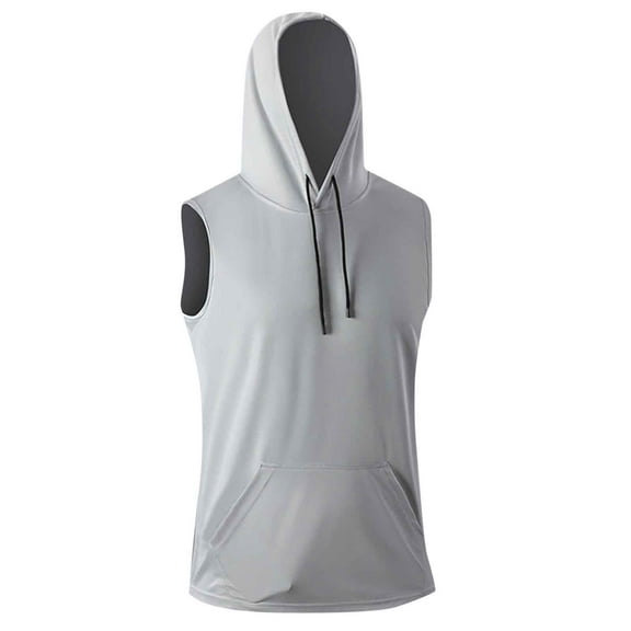 2025 Summer Men's Fitness Hooded Sleeveless Vest Breathable Mesh Sports Shirt Loose Muscle Training Top Cool Athletic Wear Men's Oversized Tshirts Workout T-Shirt