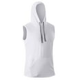thumbnail image 1 of 2025 Summer Men's Fitness Hooded Sleeveless Vest Breathable Mesh Sports Shirt Loose Muscle Training Top Cool Athletic Wear Men's Oversized Tshirts Workout T-Shirt, 1 of 8