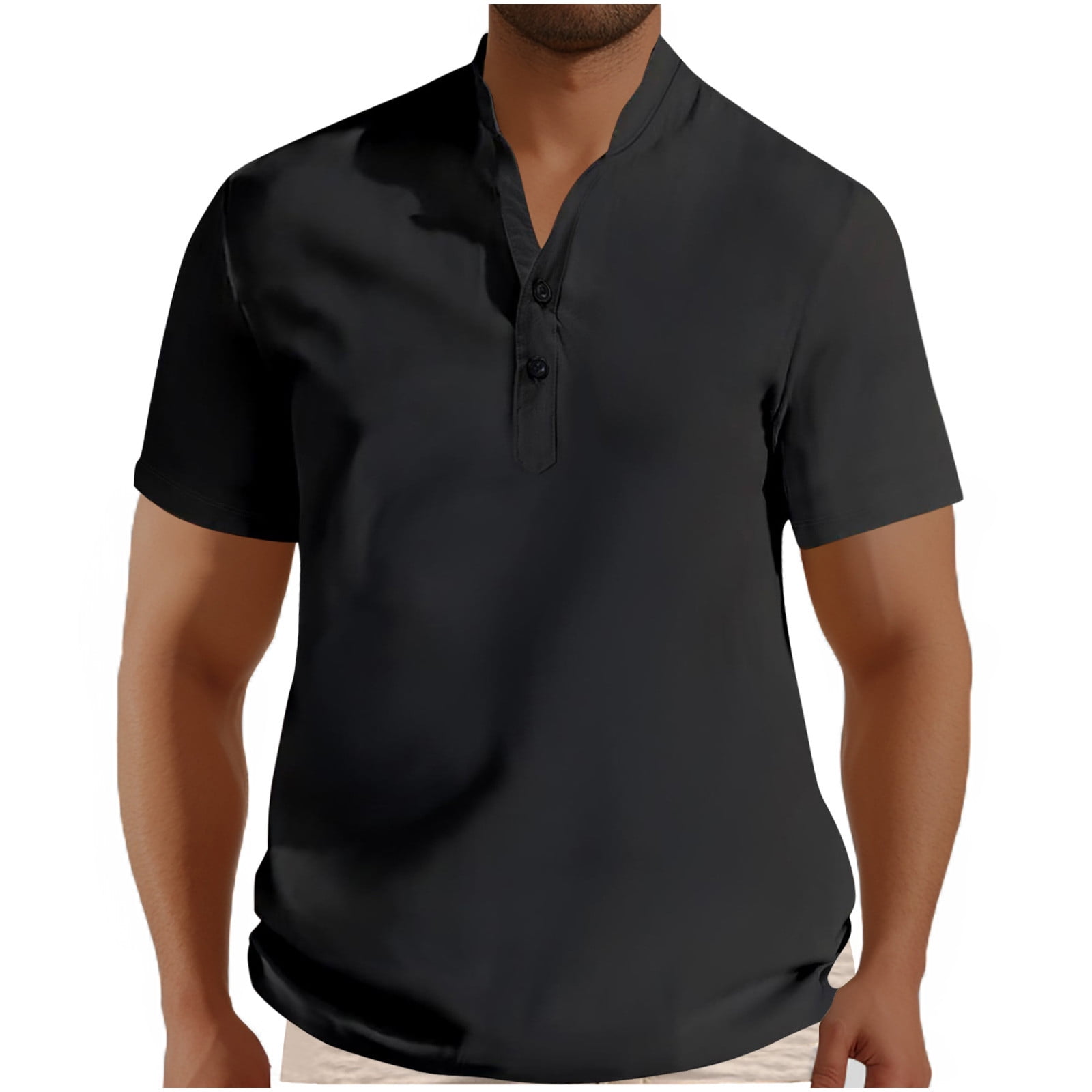 2025 Summer Saving Men's Muscle Slim Henley Shirts Crewneck Longline T