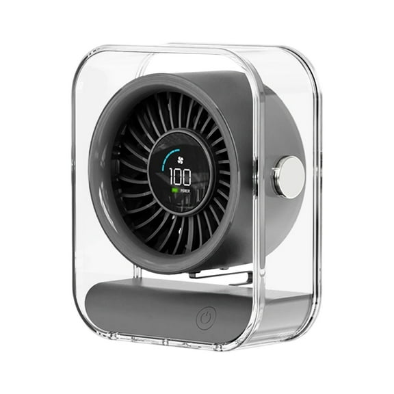 Small Desk Fan, Portable Electric Table Desktop Air Circulator Fans, New Transparent Turbo Fan LED Digital Home Bedroom Circulation Fan USB Long Life Desktop Fan