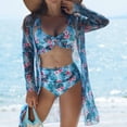 thumbnail image 1 of Abomasnow Bathing Suit Cover Up for Women Comfort Long Sleeve Bimono Cardigan with Bikini Sets 3 Piece Beach Coverups Swimwears, 1 of 9