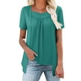 thumbnail image 1 of 2025 Summer Square Neck Tunic - Plus Size Casual Short Sleeve Top (Hot Pink/Purple/Blue, M-XXL) | Yubnlvae (Sky Blue | XXL), 1 of 5