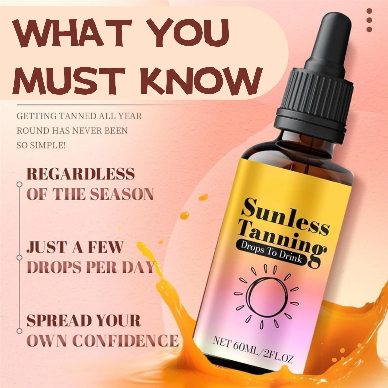 2025 sunless tanning drops to drink2floz60ml selftanning nourishing clearance