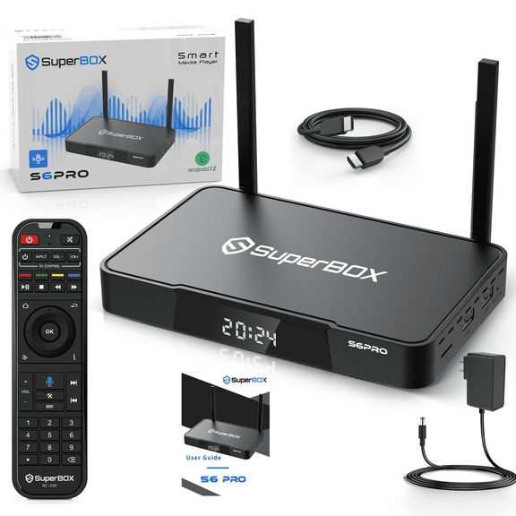 2025 Super S6 Pro Bundle TV Box, DDR4-4GB RAM, 32GB ROM, 6K Ultra HD Experience, Hands-Free Device Operation, Black
