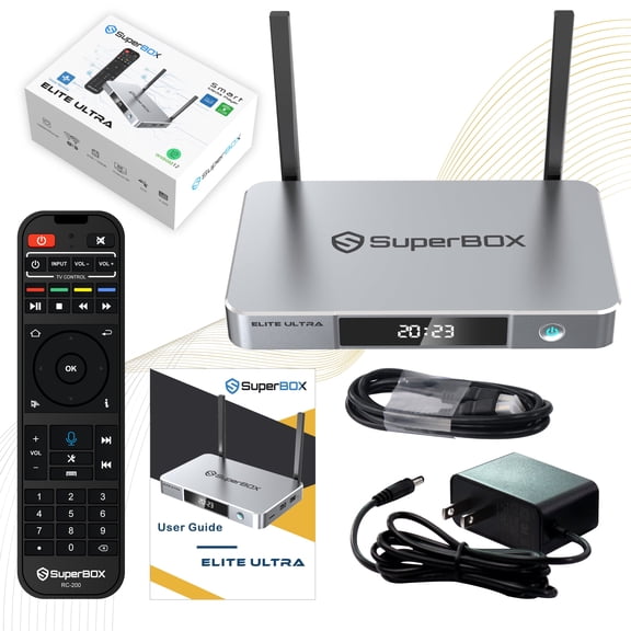 2025 SuperBox Elite Ultra Newest Edition Fully Loaded, 4G+128G, Supe table Bundle Box Elite Ultra with Voice Remote, 6K HDMI, Authorised Easy Setup Guide