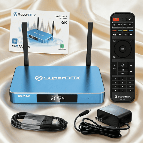 2025 SuperBox S6 MAX , 4G+64G Powerful Smart Box, Time Shift, Parental Control Time, Super Powerful TV Box with Voice Remote Control