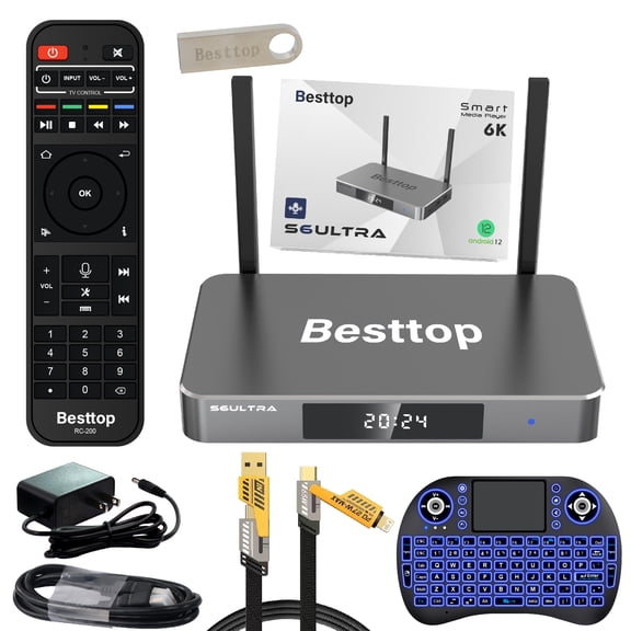 Latest Besttop Super Bundle Box S6 Ultra 2024-2025 Fully, 4G RAM+128G ROM Superbox with Voice Remote& Time Shift, Premium 6K, Easy Setup Guide (Parental Control Time Included)