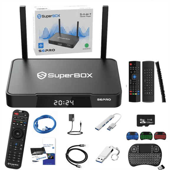 2025 SuperBox S6 Pro Version Voice Control, 6K HDMI&Ethernet Cable, Android 12, 4GB RAM, 32GB Storage (Easy Setup, Lifetime Tech Support)