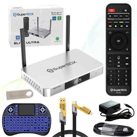 2025 SuperBox S6max Premium Edition Stre-ming M-dia Players Built-in Voice Control System | Android 12 | Time Shift | Parental Control Time | 4GB RAM | 64GB Storage | 6K HDMI | Wifi 6.0