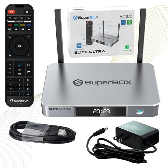 2025 Superbox Model Elite Ultra for Smart TV Fully Loaded, Wireless Voice Remote Included, 1000M Ethernet Port Super Box with Voice Remote, 4G RAM+128G ROM, 6K, Easy Setup Guide by Authorised Seller