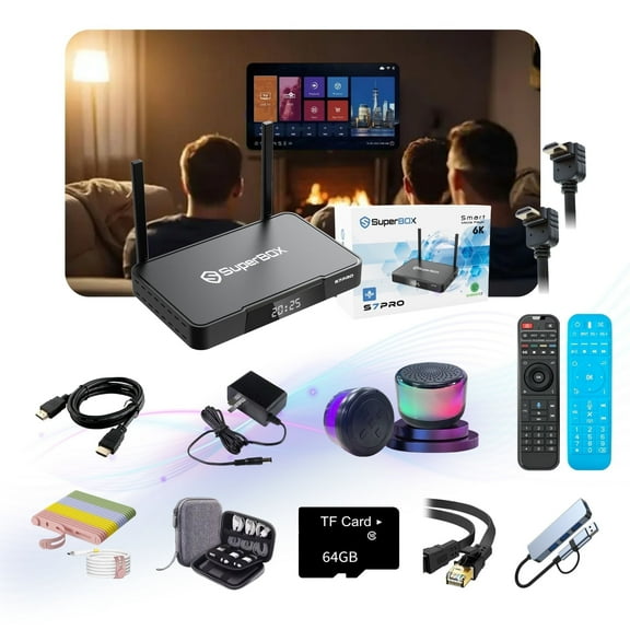 2025 Superbox S7 Pro Upgraded Black Intelligent Android System for TV with Voice Remote Control