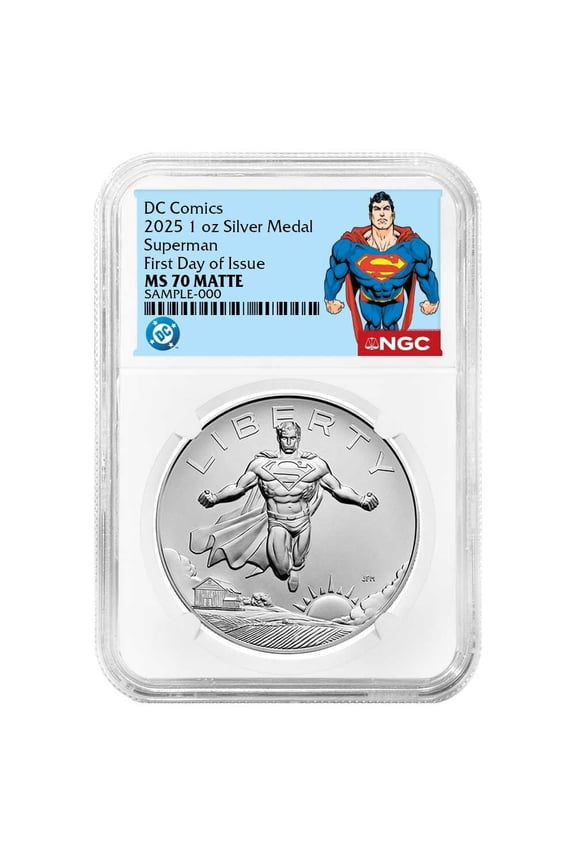 2025 Superman DC Comics 1 oz Silver Medal NGC MS70 FDI Superman Label