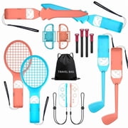 2025 Switch 2 Sports Accessory Bundle - 15-in-1 Family Accessory Kit for Switch Sports Games Tennis Racket, Sword Grip, Golf Club, Wrist Dance Strap, Leg Strap and More