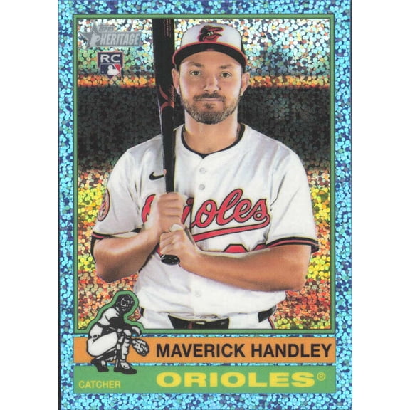 2025 TOPPS HERITAGE HIGH NUMBERS CHROME LIGHT BLUE SPARKLE REFRACTOR #582 MAVERICK HANDLEY RC BALTIMORE ORIOLES