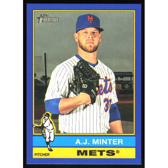 2025 TOPPS HERITAGE HIGH NUMBERS DARK BLUE BORDERED #597 A.J. MINTER NEW YORK METS