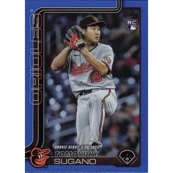 2025 TOPPS UPDATE BLUE RAINBOW FOIL #US55 TOMOYUKI SUGANO ROOKIE DEBUT /150 BALTIMORE ORIOLES