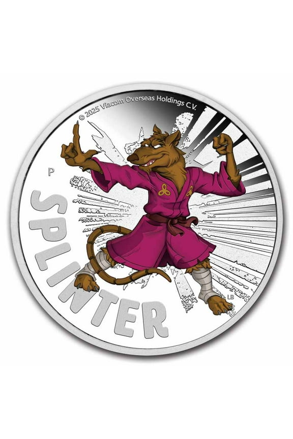 2025 TUV 1 oz Silver Colorized TMNT Splinter Proof (Box)