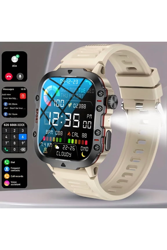 1.81" HD Color Smart Watch for Men | Wireless Call/Music | Message Alerts | Side Flashlight | Multi-Sport Modes | Tech-Styled Holiday Gift