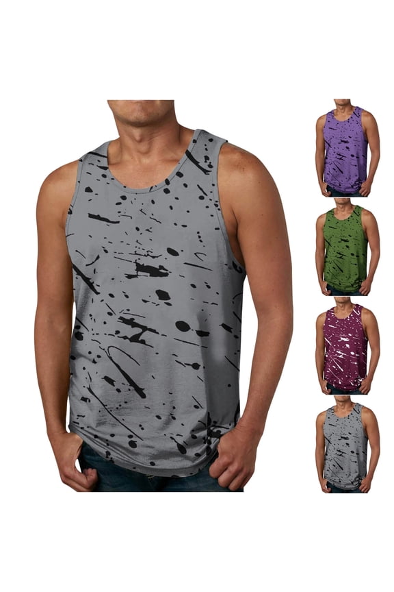 Tank Tops for Men - New Men's 3D Print Sleeveless Round Neck Casual Stringer Athletic Tee Shirts Summer