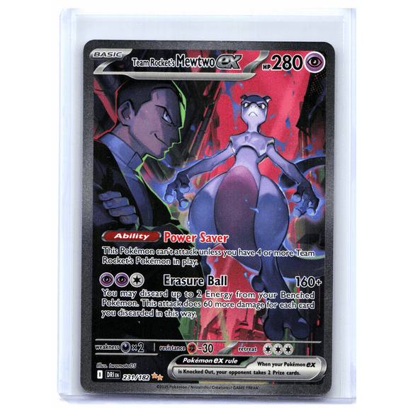 2025 Team Rocket's Mewtwo ex #231/182 Destined Rivals Special Illustration Rare Holo SIR Lightly Played