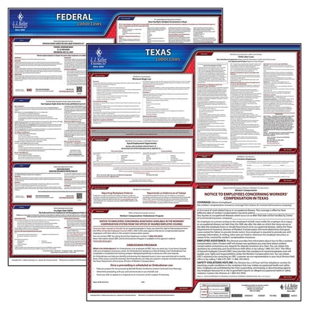 2025 Texas & Federal Labor Law 2-Poster Set with Workers' Comp - TX State & Federal (20" x 24" English & Laminated for both)
