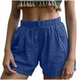 thumbnail image 1 of 2025 Textured Lounge Shorts - Women's Mid Waist Cotton Linen with Pockets, Loose Lightweight Beach Shorts for Summer Casual & Vacation, 1 of 6