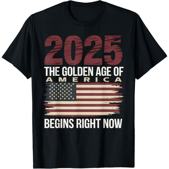 2025 The Golden of America Begins Right Now USA Flag T-Shirt100% pure cotton