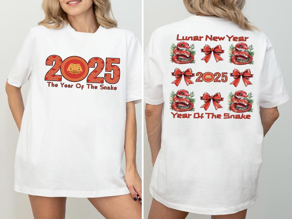 2025 The Year Of The Snake Shirt, Happy Lunar New Year Shirts, 2side New Year Family Trip Shirt