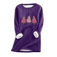 thumbnail image 1 of 2025 Thermal Underwear Tunic Tops for Women, Sherpa Fleece Lined Long Sleeve Christmas Print Crew Neck Sweatshirt (3XL, Purple 02), 1 of 3