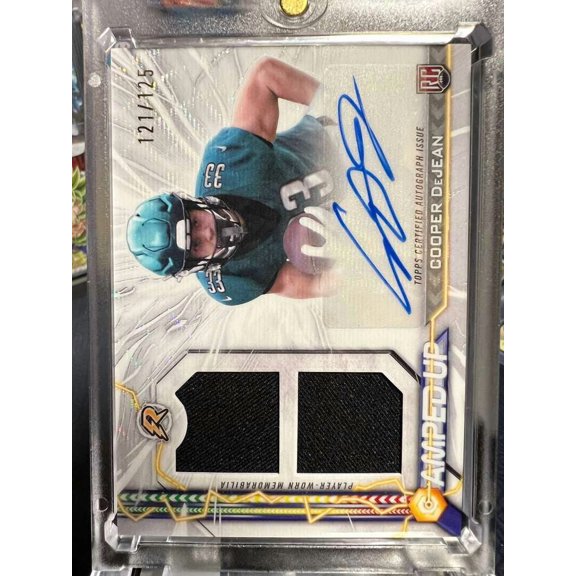 2025 Topps Amped Up Cooper DeJean Rookie Patch Autograph Card Philadelphia Eagles /125 Philadelphia Eagles NFL Autographed Football Card
