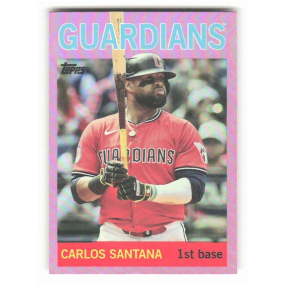 2025 Topps Archives Pink Foilboard #7 Carlos Santana 1964 Design Cleveland Guardians MLB Baseball Trading Card