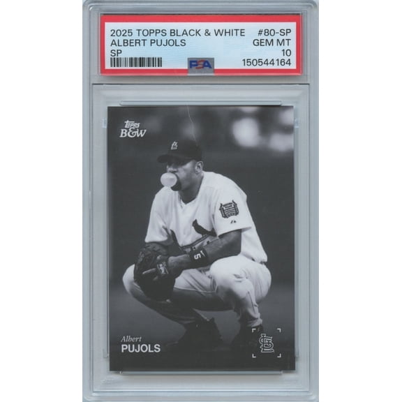 Graded 2025 Topps Black & White Albert Pujols St. Louis Cardinals SP Image Variation Baseball Card #80-SP PSA 10