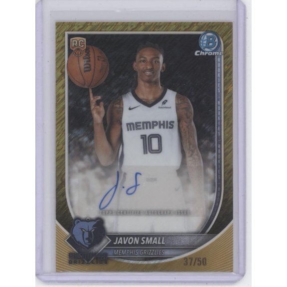 2025 Topps Bowman Chrome Javon Small #BCA-JS Gold Shimmer /50 Auto RC Memphis Grizzlies NBA Autographed Basketball Trading Card