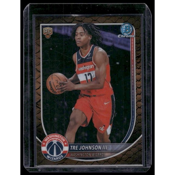 2025 Topps Bowman Chrome Reptilian BCV-6 Tre Johnson III RC Washington Wizards Basketball Card