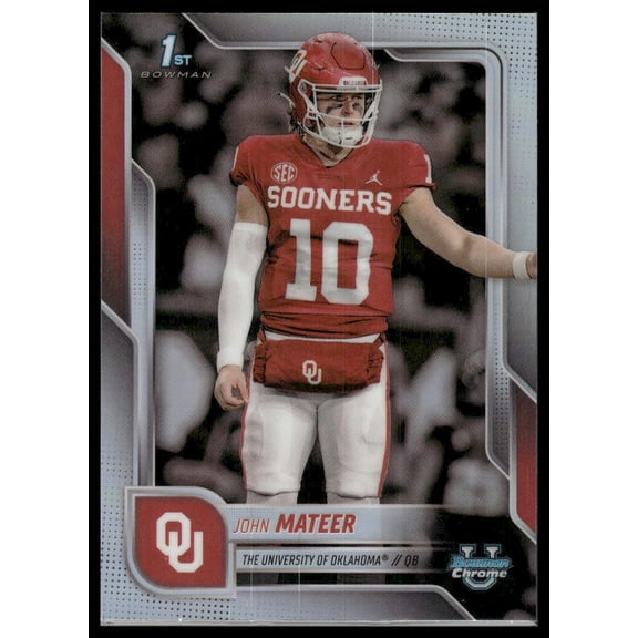 2025 Topps Bowman U Chrome John Mateer Oklahoma Sooners #1 Refractor Football Card