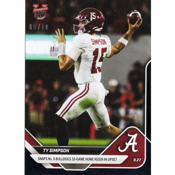 2025 Topps Bowman U Now Ty Simpson #22 Black Foil /10 Alabama Crimson Tide Rookie RC Football Card