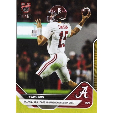 2025 Topps Bowman U Now Ty Simpson #22 Gold Foil /50 Alabama Crimson Tide Rookie RC Football Card