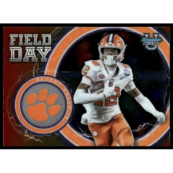 2025 Topps Bowman University Best Field Day Bryant Wesco Jr. Clemson FD-19 Football Card Clemson Tigers NCAA Football Trading Card