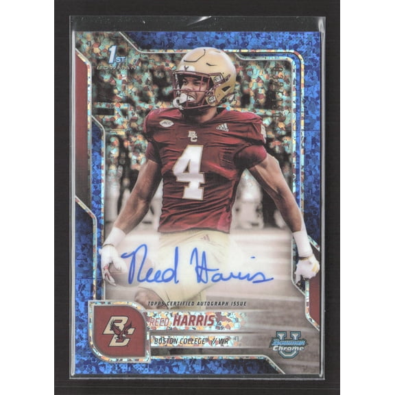2025 Topps Bowman University Chrome Football Reed Harris #BCA-RHA Blue Shimmer Refractor 1st Bowman Boston College Eagles NCAA Autographed Football Ca