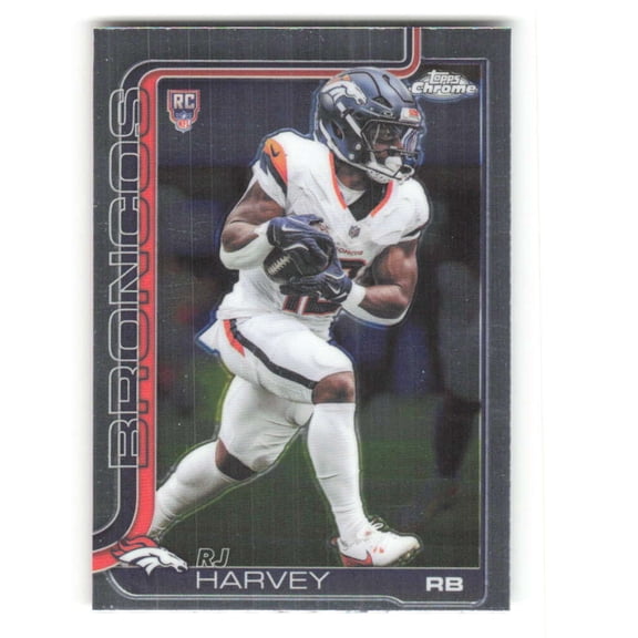 2025 Topps Chrome #330 RJ Harvey RC Rookie Denver Broncos NFL Football Base Trading Card