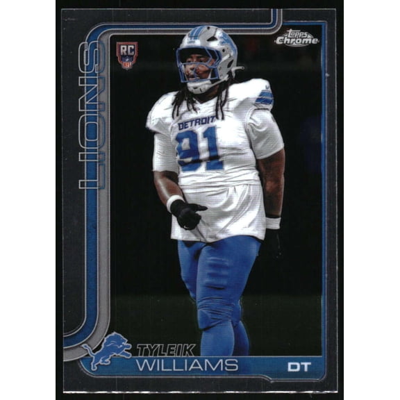 2025 Topps Chrome #364 Tyleik Williams RC Rookie Detroit Lions NFL Football Base Trading Card