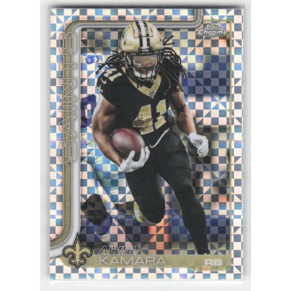 2025 Topps Chrome Alvin Kamara #215 X-Fractor New Orleans Saints Trading Card