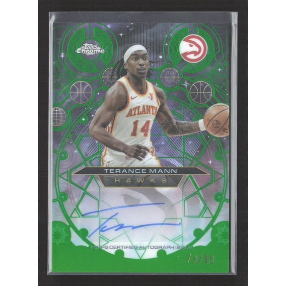 2025 Topps Chrome Basketball Chromographs Green 78/99 Terance Mann #CH-TMN Auto Atlanta Hawks Atlanta Hawks NBA Autographed Basketball Trading Card