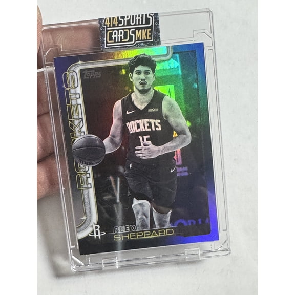 2025 Topps Chrome Basketball Reed Sheppard #178 Refractor Short Print Trading Card Houston Rockets Mint