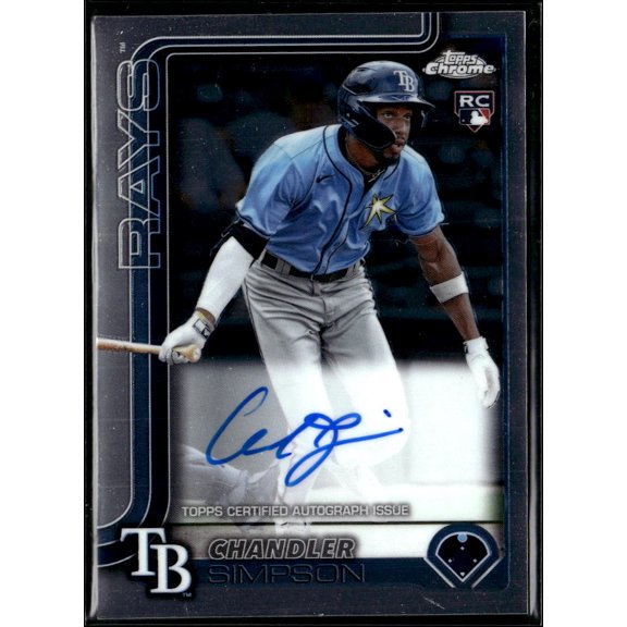 2025 Topps Chrome Chandler Simpson Autographed Baseball Trading Card RC Tampa Bay Rays RA-CSI